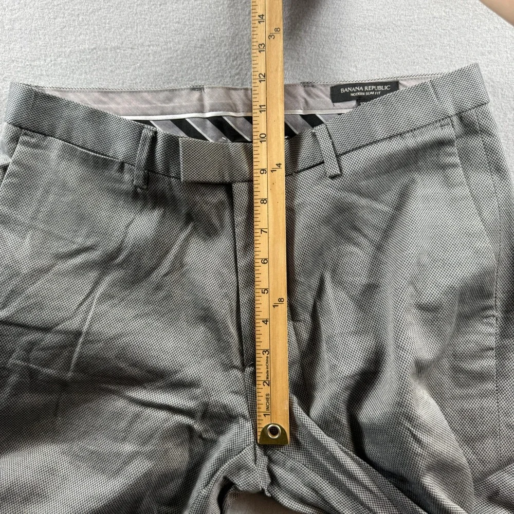 Banana Republic Modern Slim Fit Men 32x32 Gray Micro Pattern Dress Pants